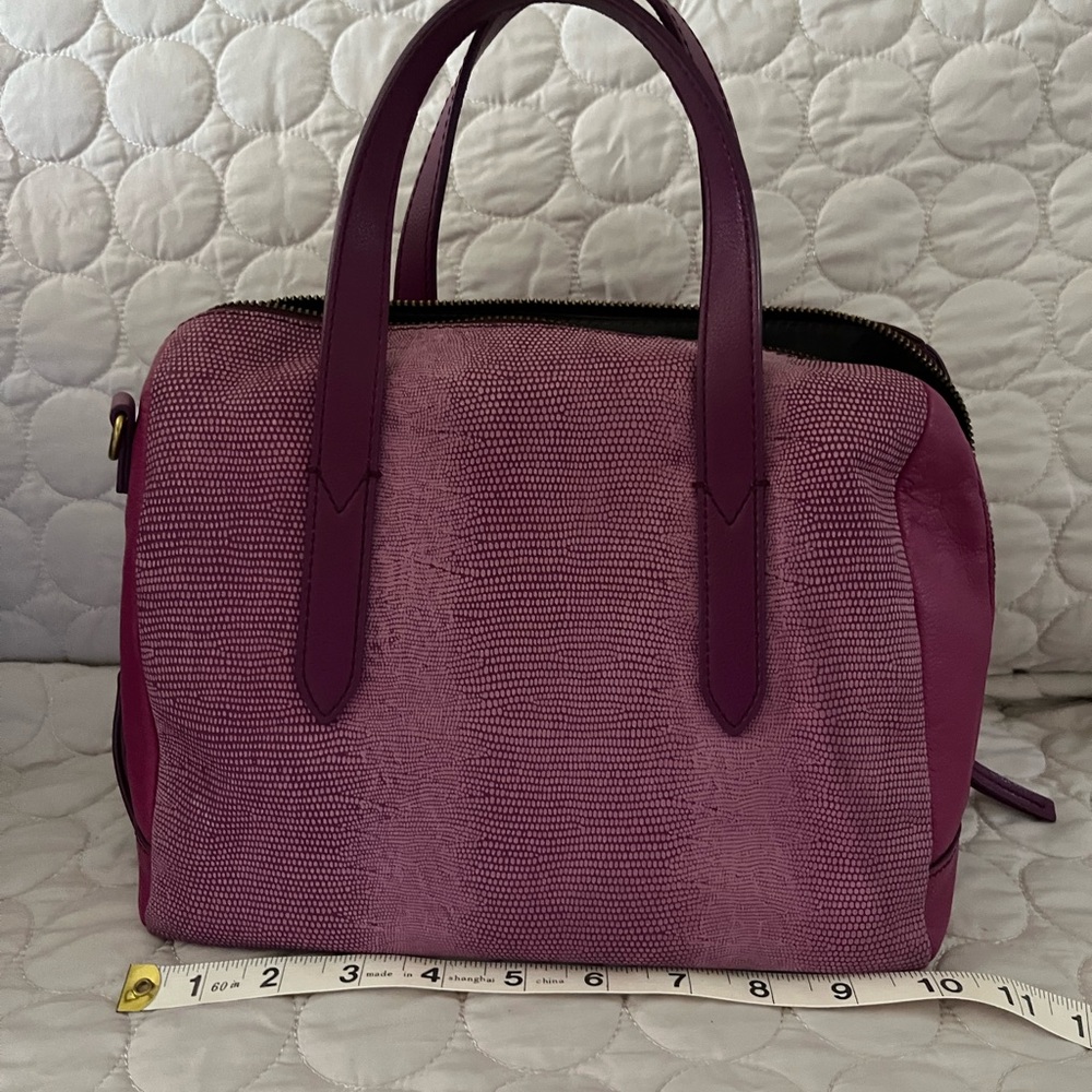 Fossil Fuchsia Textured Dome Satchel with Removable Strap - Picture 3 of 6
